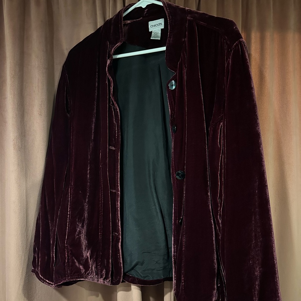 Chico's Burgundy Velvet Jacket